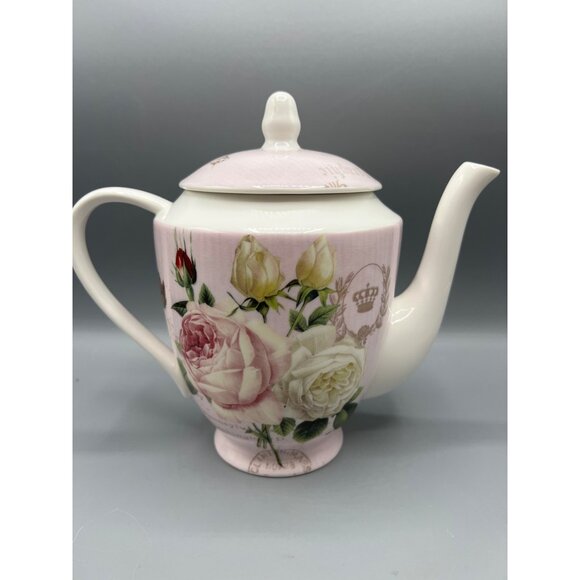 Gracie China Stechcol 4-Cup Teapot In Pink & White With Rose & Travel Design - Picture 11 of 13